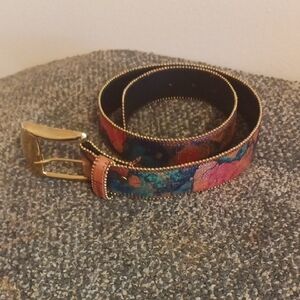 Absolutely fresh  Multicolor Satin And Leather Floral Women's Belt Size small